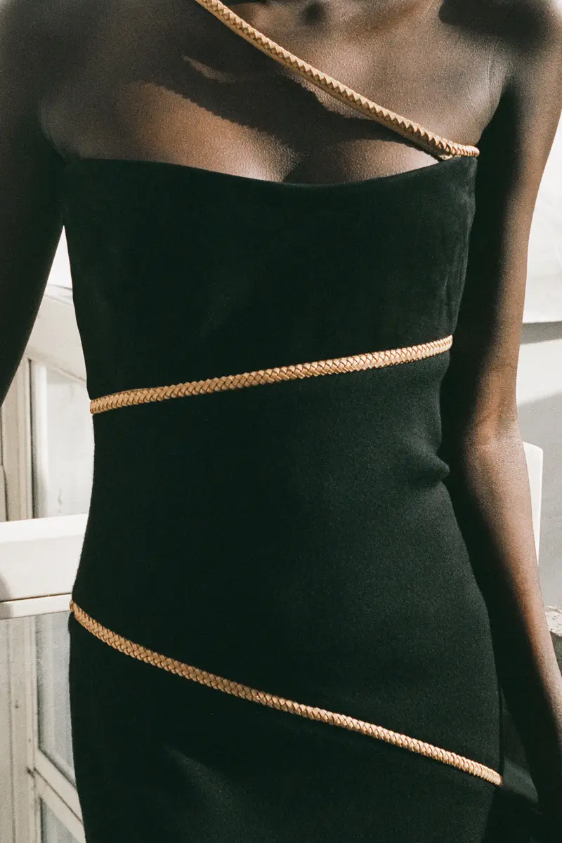 Gabriela Hearst Tibor Rope Strapless Maxi Dress in Black Suede & Merino Wool | Thumbnail 9