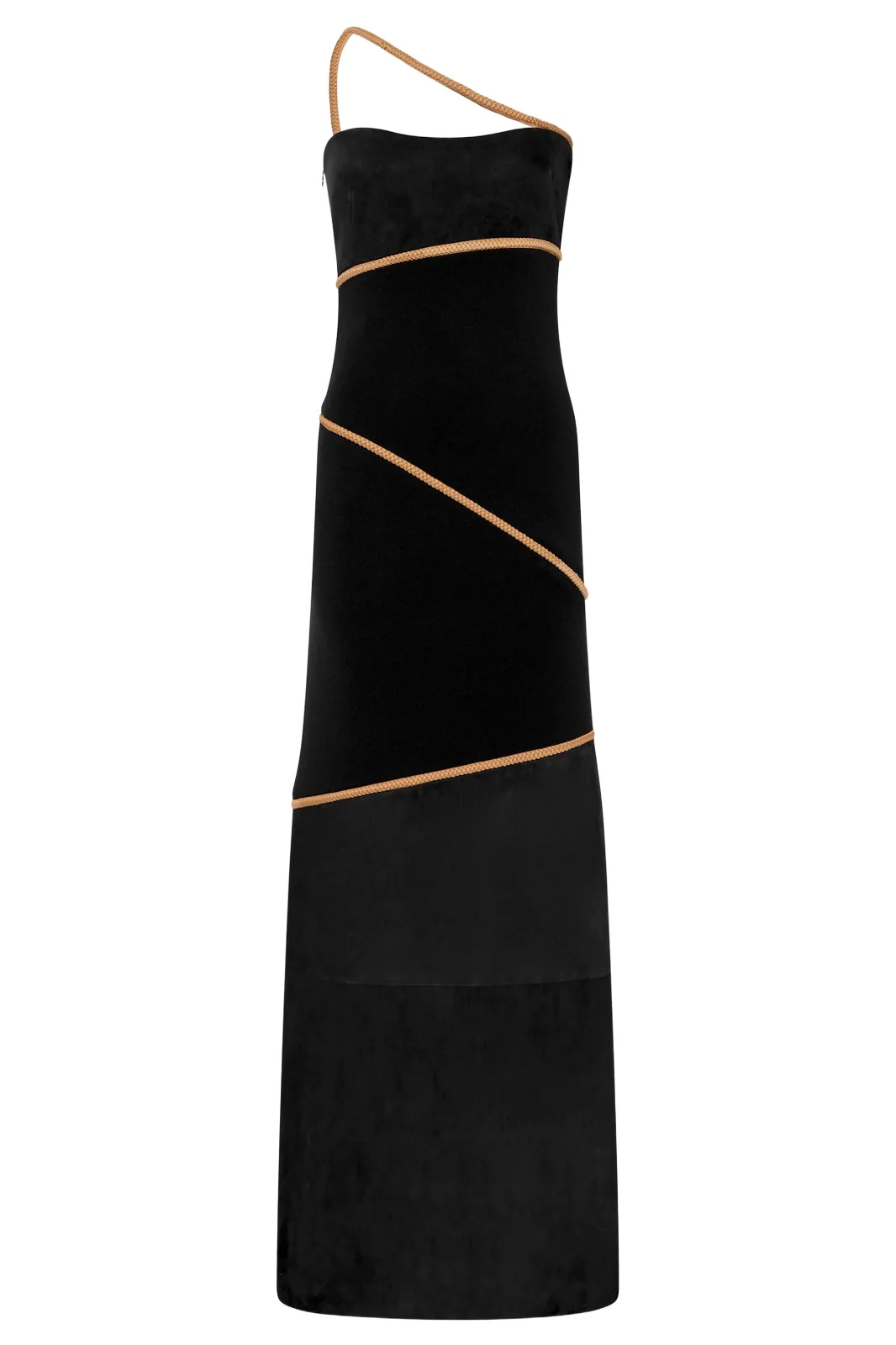 Gabriela Hearst Tibor Rope Strapless Maxi Dress in Black Suede & Merino Wool