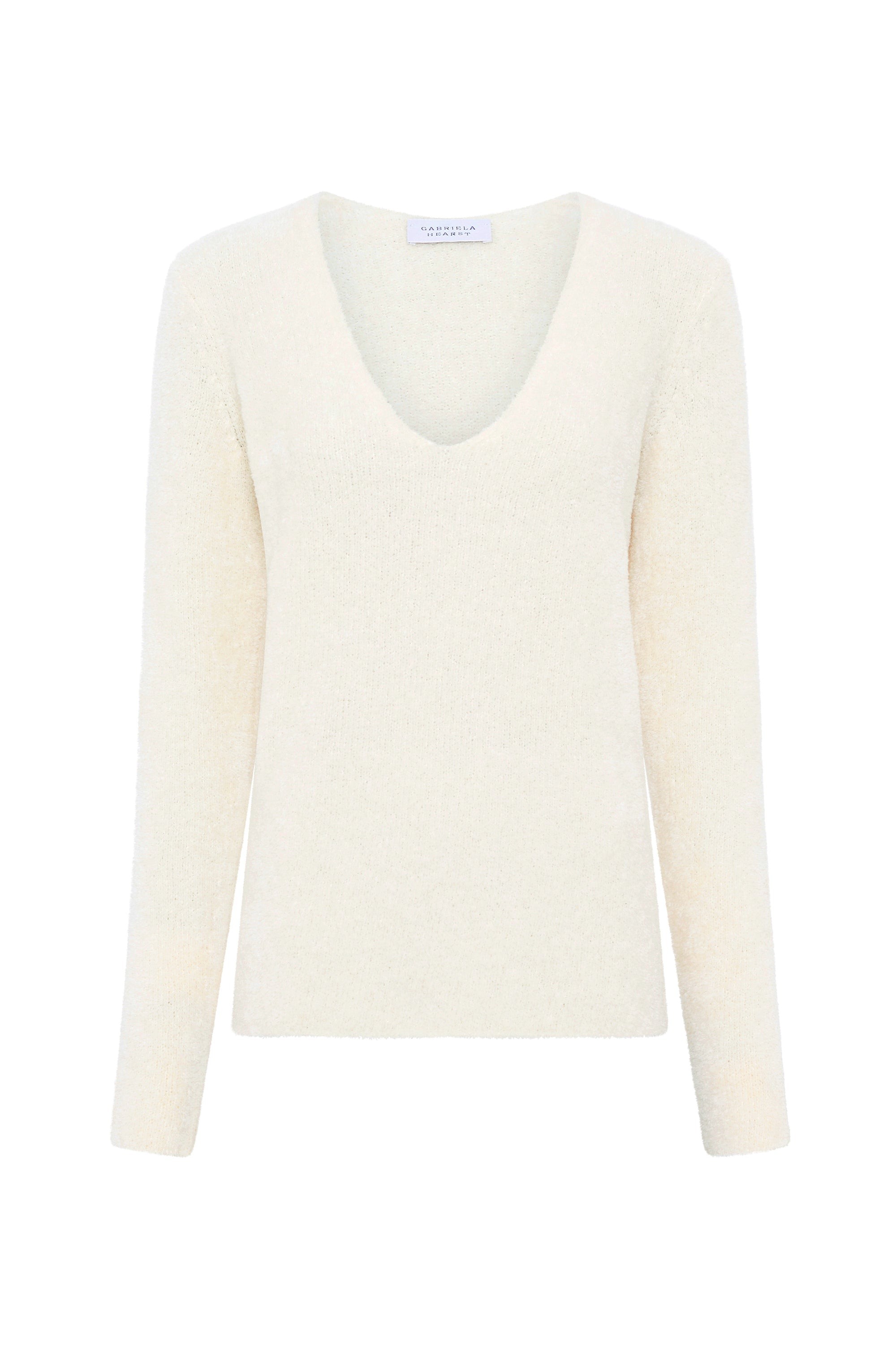 Ward Knit V-Neck Sweater in Ivory Silk Ward Knit V-Neck Sweater in Ivory Silk