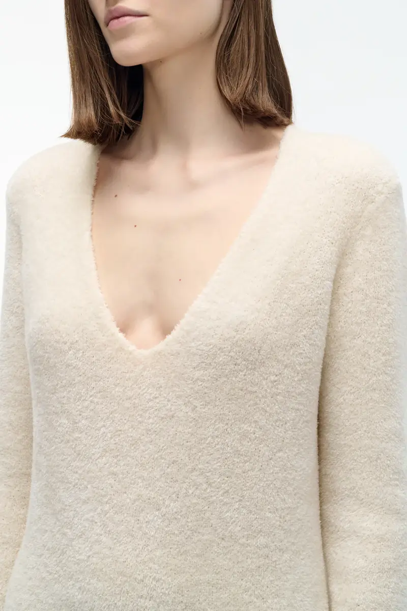 Gabriela Hearst Ward Knit V-Neck Sweater in Ivory Silk | Thumbnail 5 Gabriela Hearst Ward Knit V-Neck Sweater in Ivory Silk | Thumbnail 5