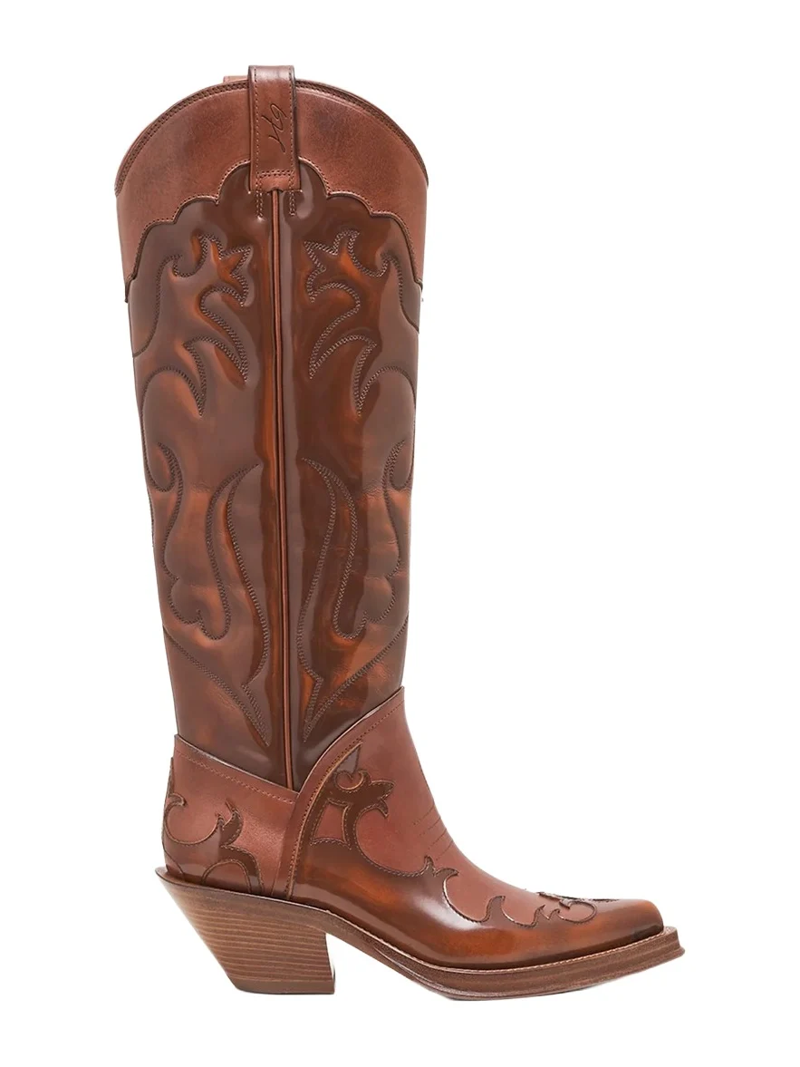 Gabriela Hearst Capitana Cowboy Boot in Cognac Pearlized Leather