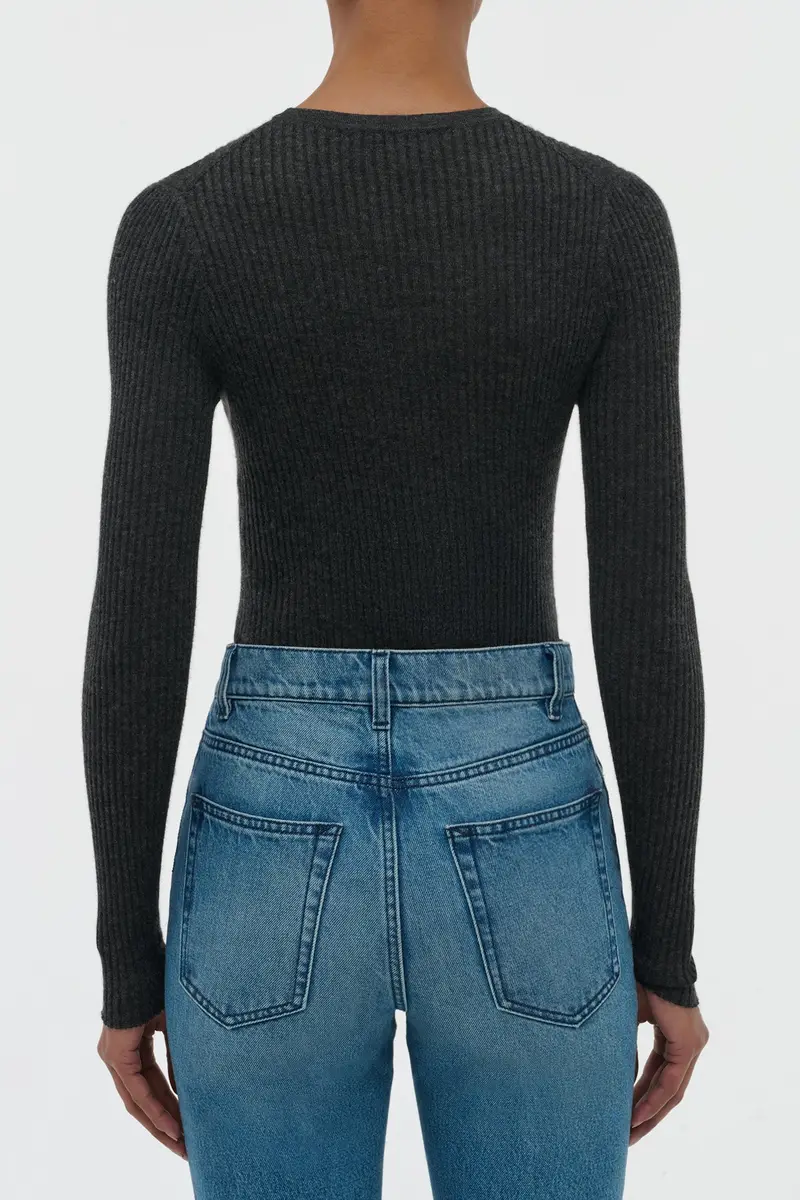 Gabriela Hearst Browning Knit Sweater in Charcoal Cashmere Silk | Thumbnail 3 Gabriela Hearst Browning Knit Sweater in Charcoal Cashmere Silk | Thumbnail 3