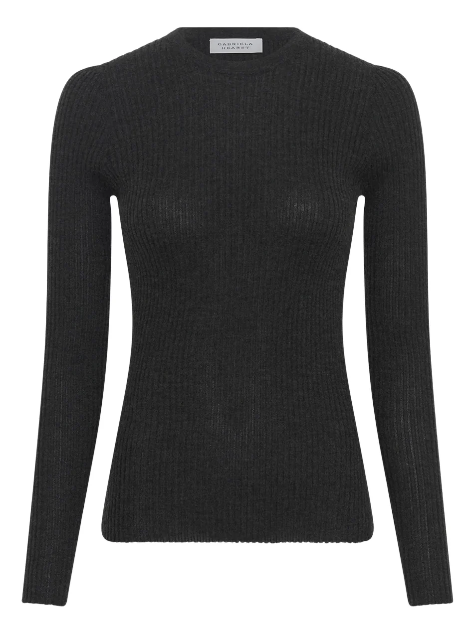 Gabriela Hearst Browning Knit Sweater in Charcoal Cashmere Silk