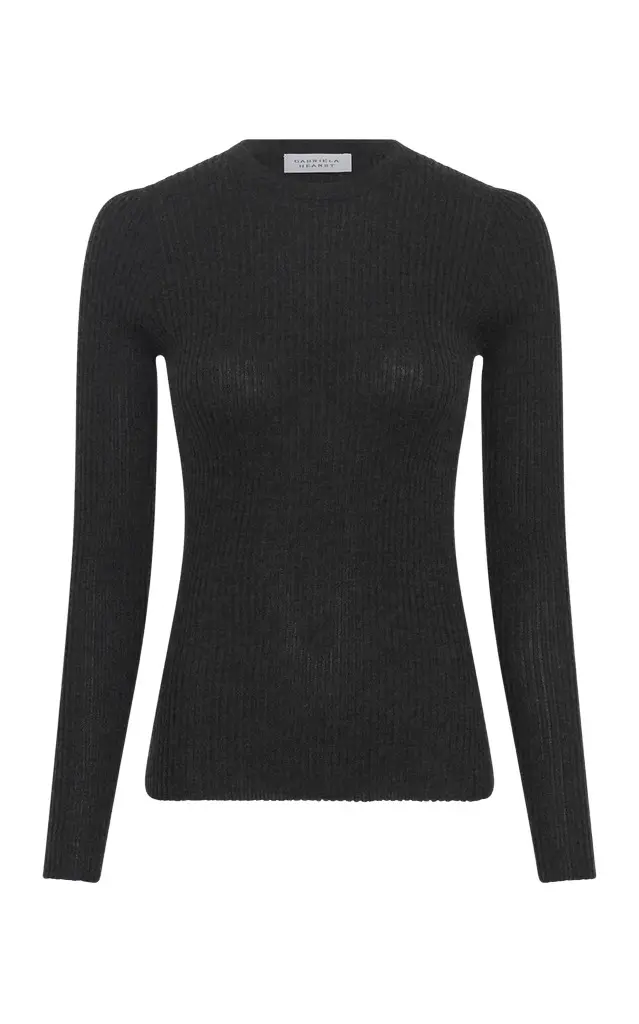 Browning Knit Sweater in Charcoal Cashmere Silk Browning Knit Sweater in Charcoal Cashmere Silk