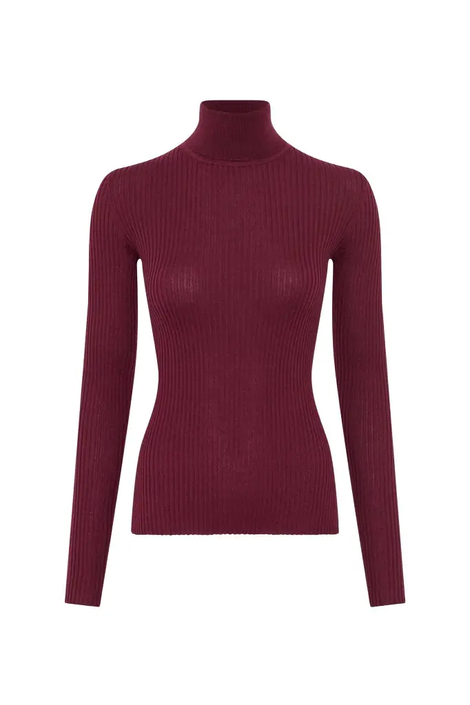 Peppe Knit Turtleneck in Bordeaux Cashmere Silk Peppe Knit Turtleneck in Bordeaux Cashmere Silk