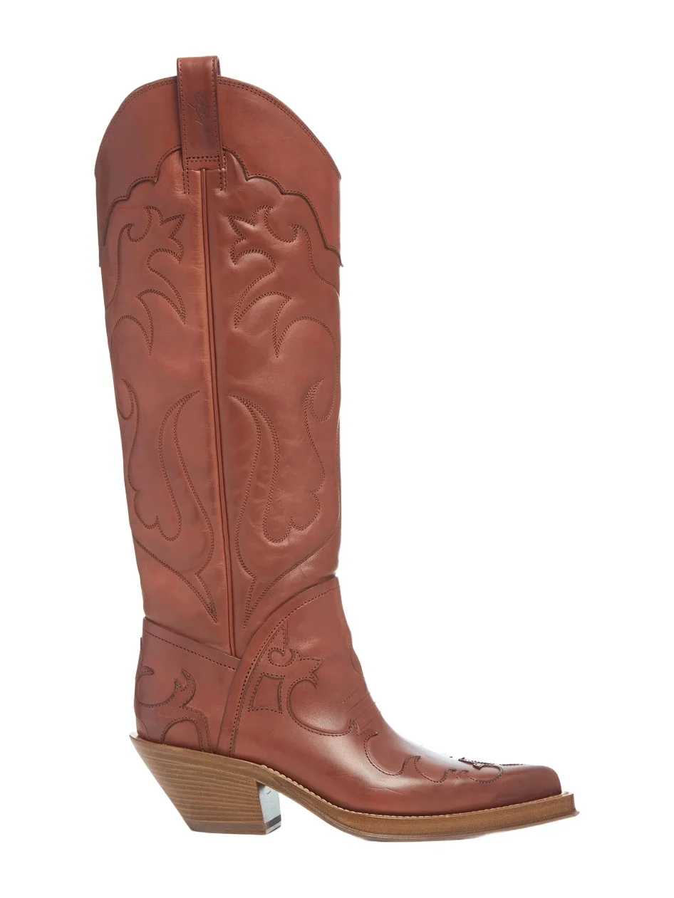 Gabriela Hearst Capitana Cowboy Boot in Tan Leather