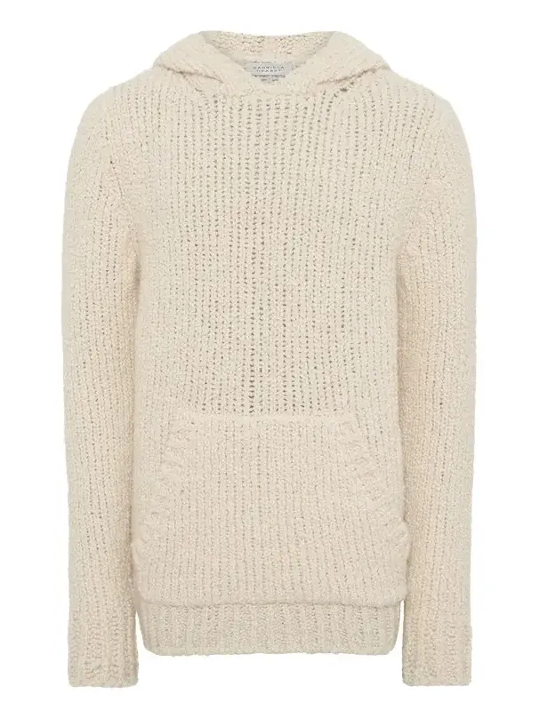 Gabriela Hearst Aditi Knit Hoodie in Ivory Cashmere Boucle