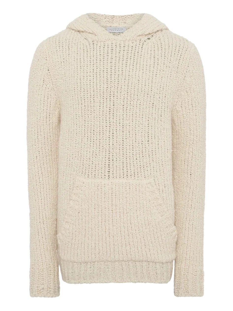 Gabriela Hearst Aditi Knit Hoodie in Ivory Cashmere Boucle