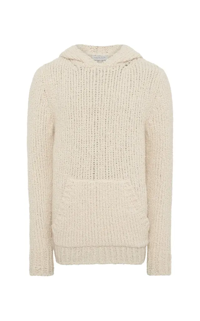 Gabriela Hearst Aditi Knit Hoodie in Ivory Cashmere Boucle