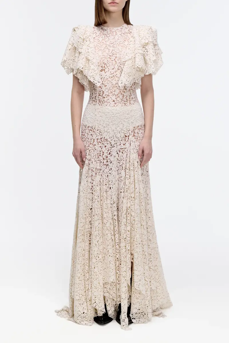 Gabriela Hearst Lulsy Dress in Ivory Floral Cashmere Lace | Thumbnail 3
