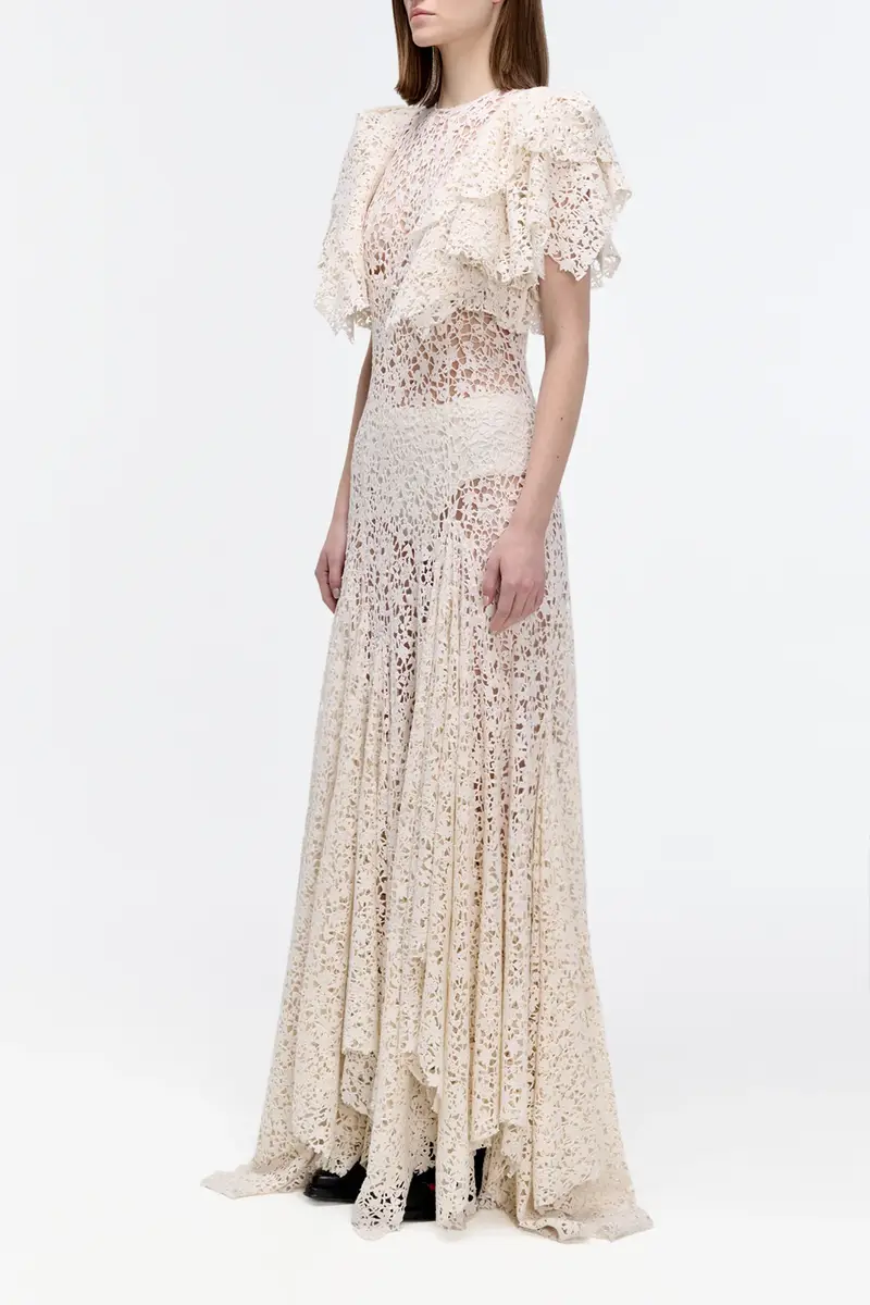 Gabriela Hearst Lulsy Dress in Ivory Floral Cashmere Lace | Thumbnail 4