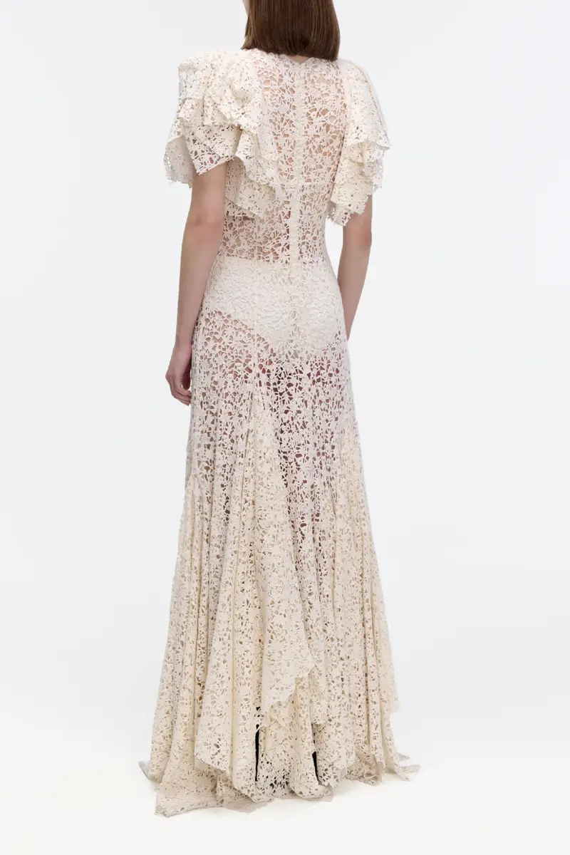 Gabriela Hearst Lulsy Dress in Ivory Floral Cashmere Lace | Thumbnail 5
