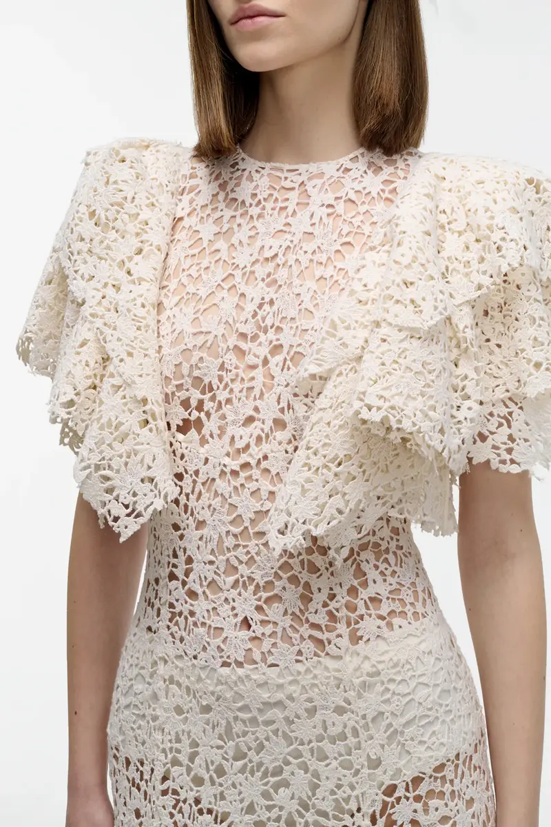 Gabriela Hearst Lulsy Dress in Ivory Floral Cashmere Lace | Thumbnail 6