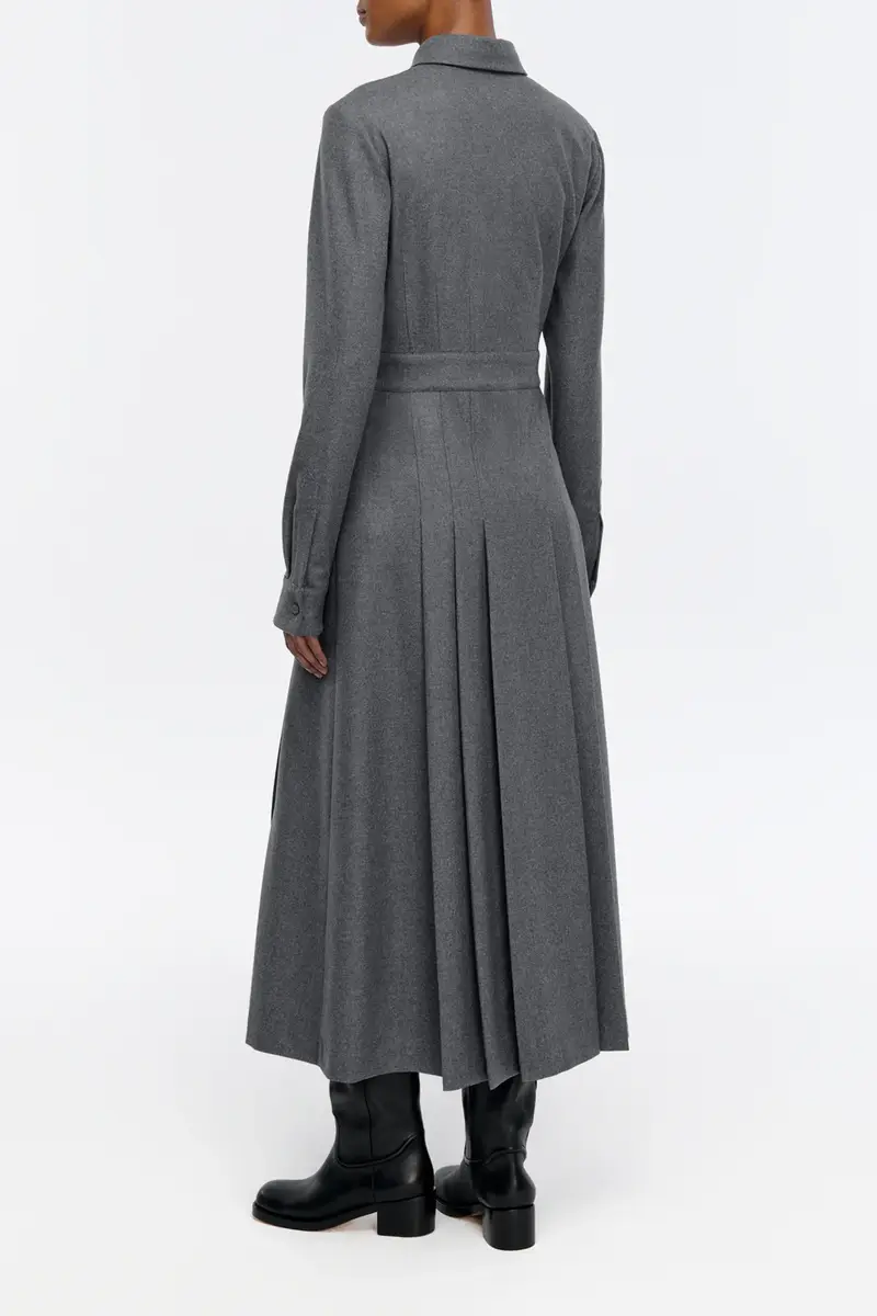 Gabriela Hearst Ethel Shirtdress in Smoke Wool Cashmere Flannel | Thumbnail 4