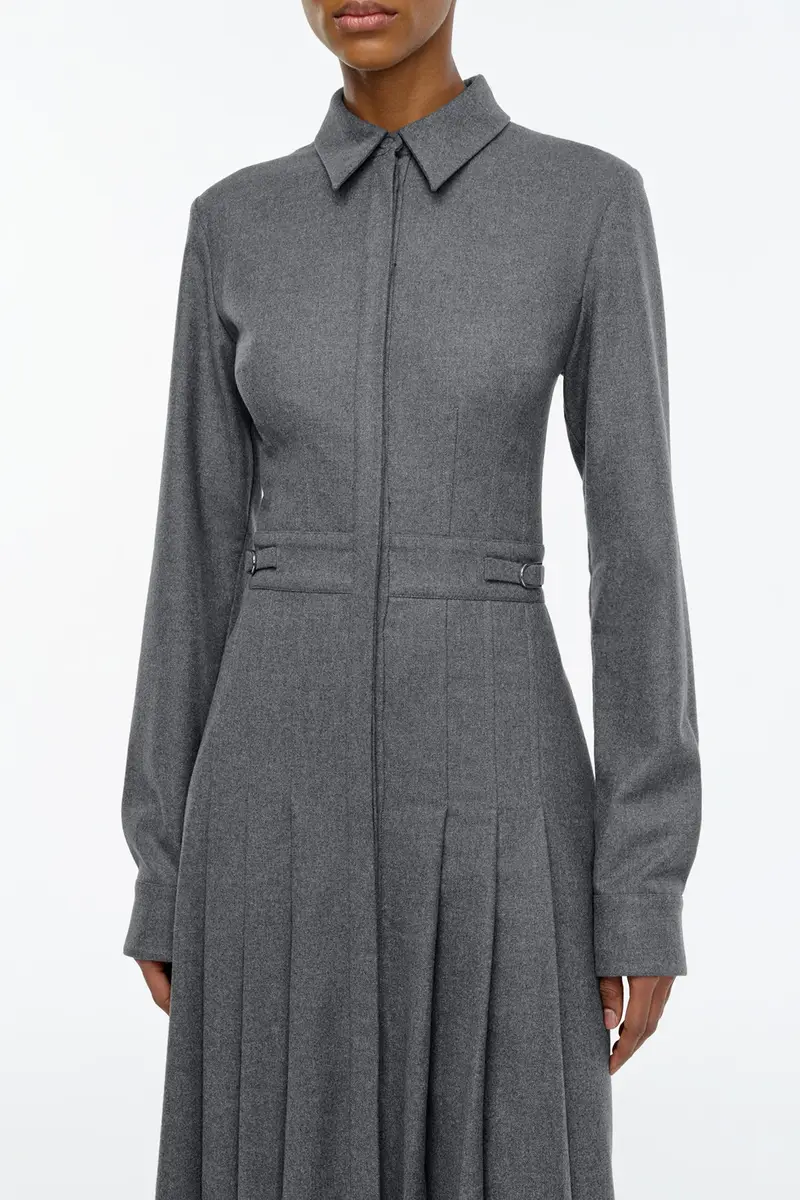 Gabriela Hearst Ethel Shirtdress in Smoke Wool Cashmere Flannel | Thumbnail 5