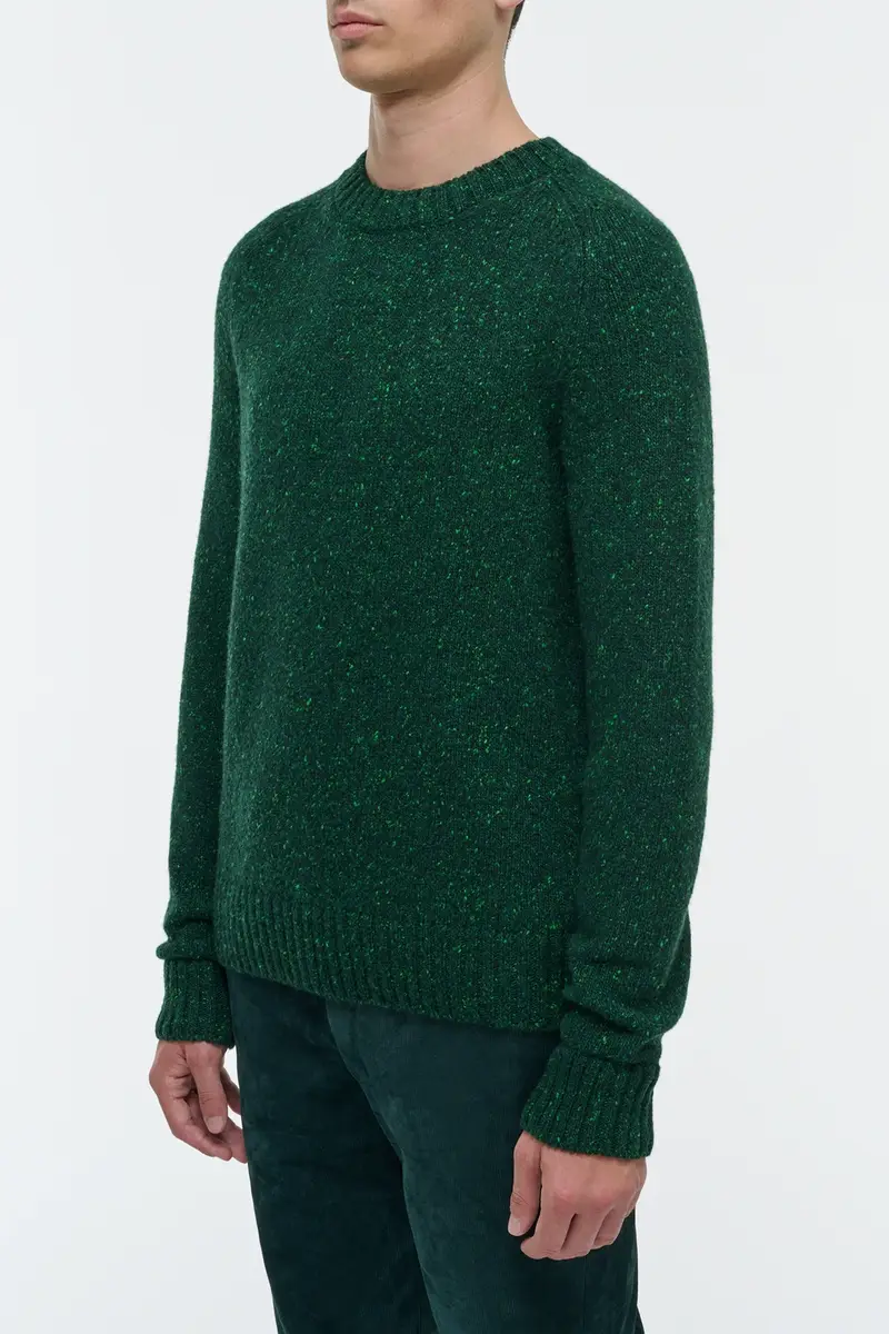 Gabriela Hearst Daniel Knit Sweater in English Green Speckled Aran Cashmere | Thumbnail 3