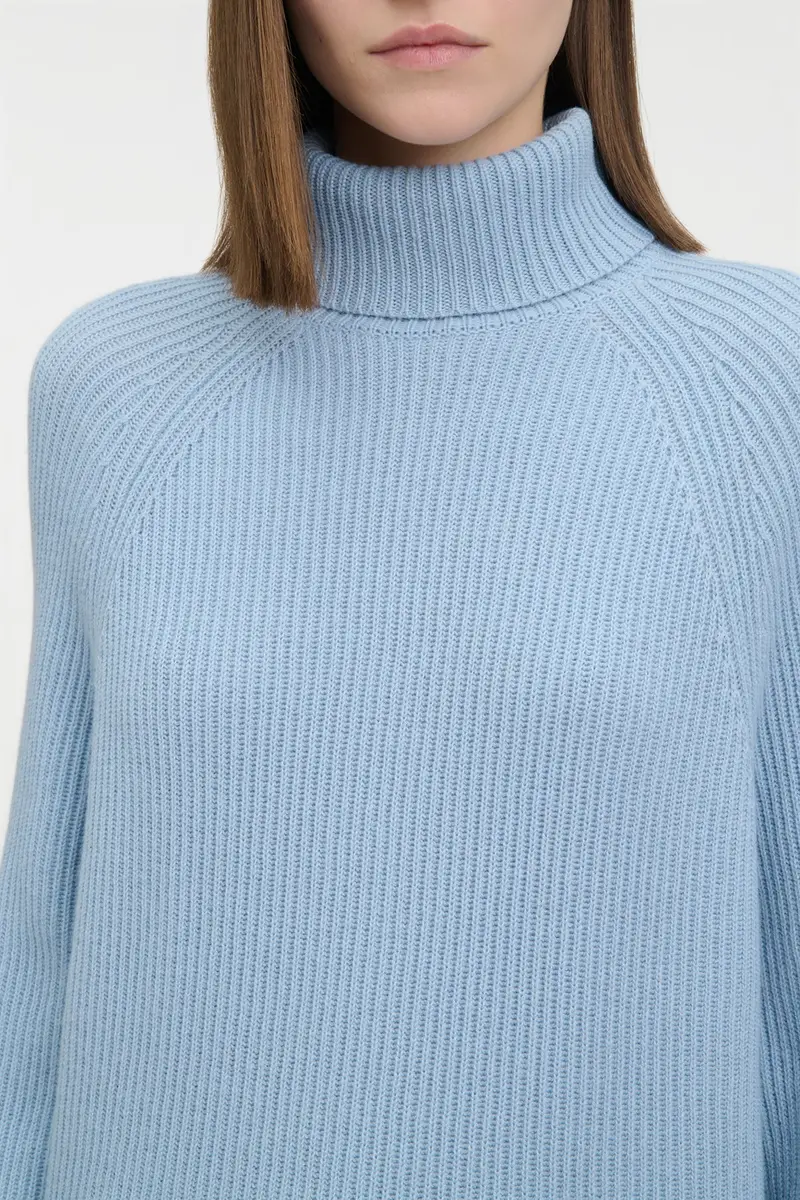 Gabriela Hearst Wigman Knit Turtleneck Sweater in Light Blue Cashmere | Thumbnail 2