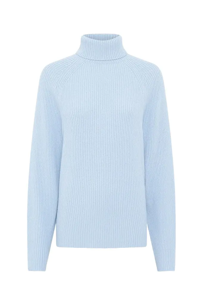 Wigman Knit Turtleneck Sweater in Light Blue Cashmere Wigman Knit Turtleneck Sweater in Light Blue Cashmere