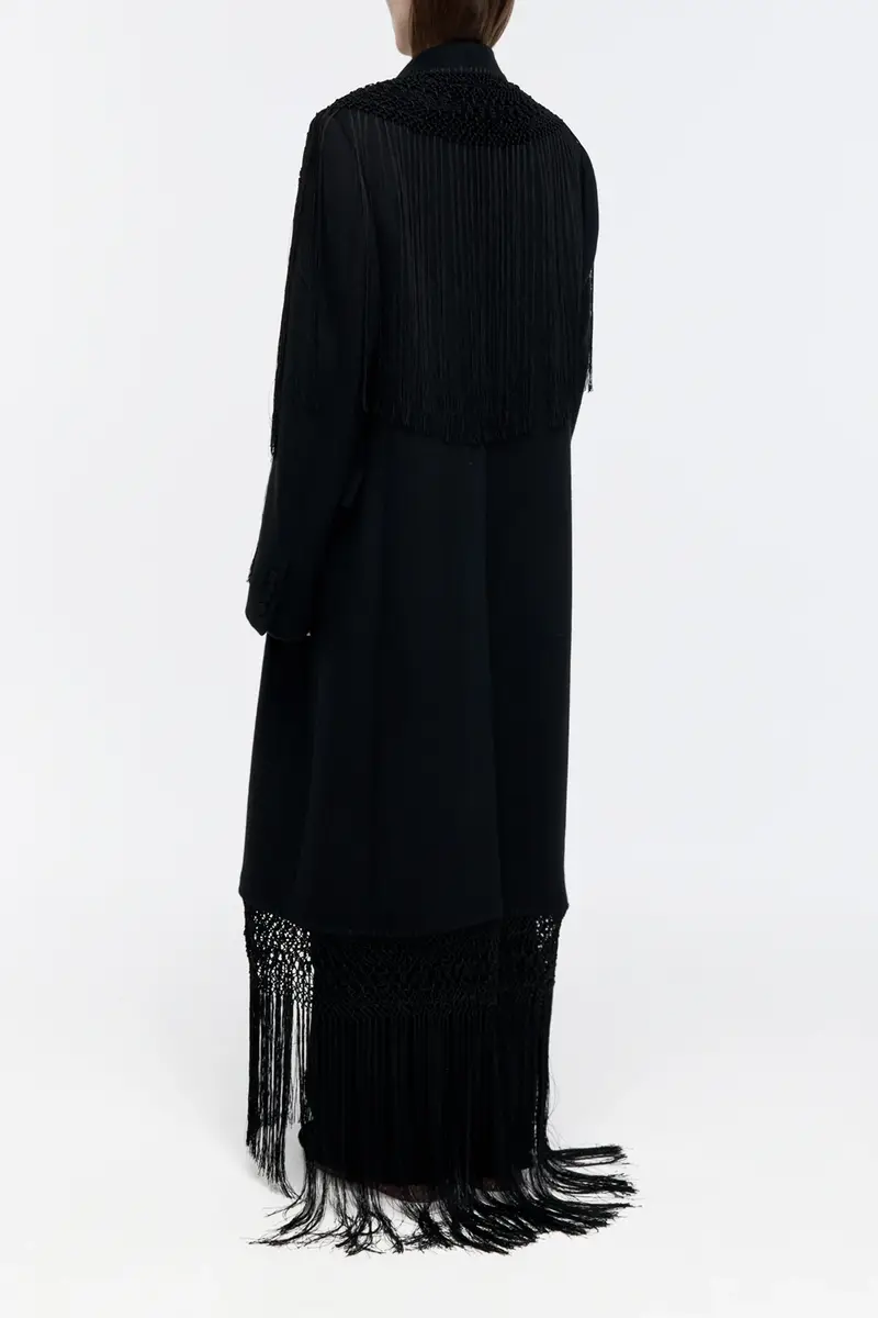 Gabriela Hearst Mcaffrey Fringe Coat in Black Double-face Recycled Cashmere with Silk Macrame | Thumbnail 5 Gabriela Hearst Mcaffrey Fringe Coat in Black Double-face Recycled Cashmere with Silk Macrame | Thumbnail 5