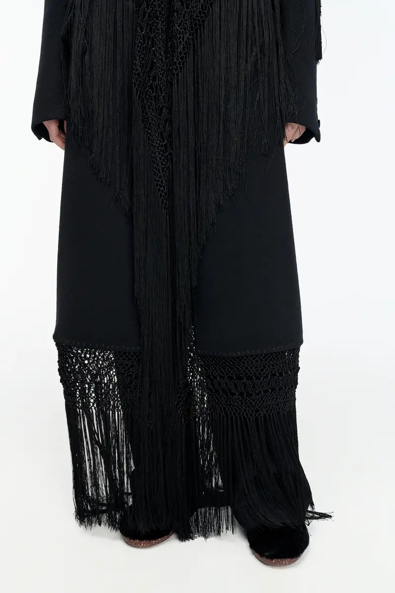 Gabriela Hearst Mcaffrey Fringe Coat in Black Double-face Recycled Cashmere with Silk Macrame | Thumbnail 7 Gabriela Hearst Mcaffrey Fringe Coat in Black Double-face Recycled Cashmere with Silk Macrame | Thumbnail 7