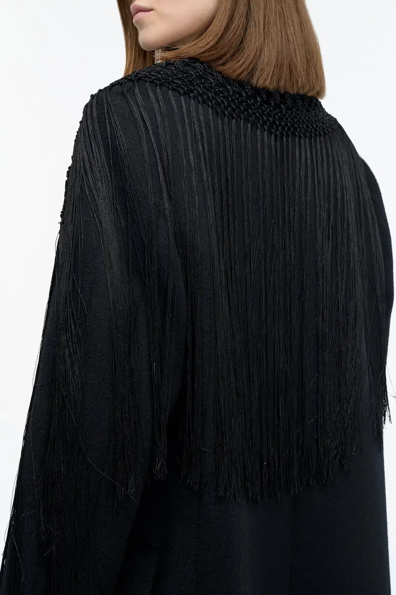 Gabriela Hearst Mcaffrey Fringe Coat in Black Double-face Recycled Cashmere with Silk Macrame | Thumbnail 8 Gabriela Hearst Mcaffrey Fringe Coat in Black Double-face Recycled Cashmere with Silk Macrame | Thumbnail 8