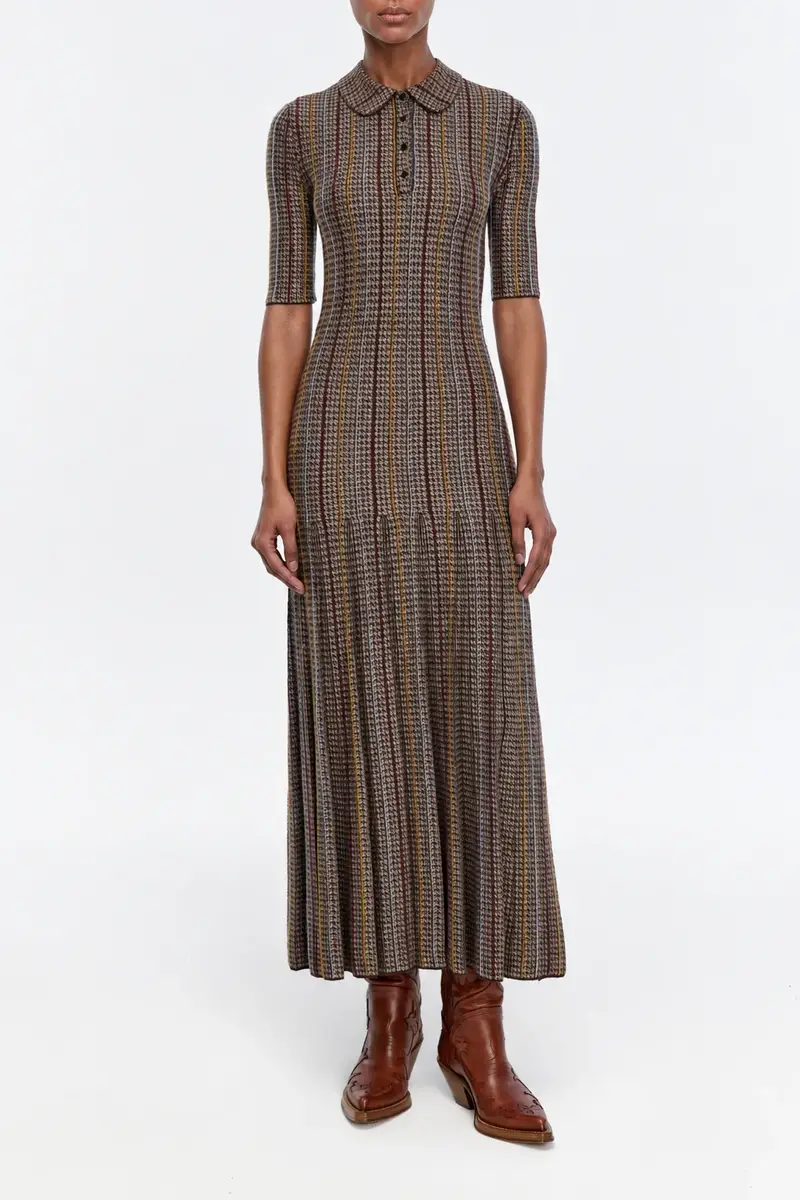 Gabriela Hearst Shropshire Knit Dress in Camel Cashmere Silk with Collar | Thumbnail 2 Gabriela Hearst Shropshire Knit Dress in Camel Cashmere Silk with Collar | Thumbnail 2
