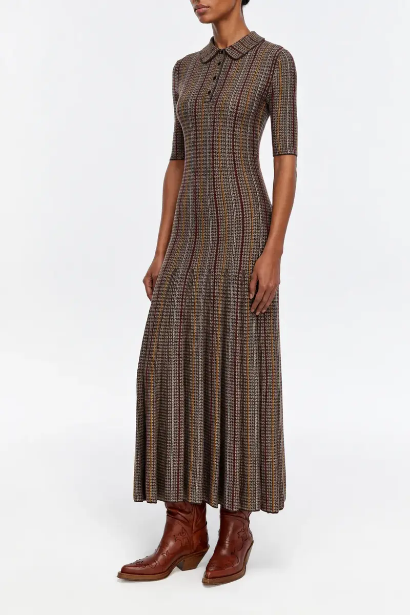 Gabriela Hearst Shropshire Knit Dress in Camel Cashmere Silk with Collar | Thumbnail 3 Gabriela Hearst Shropshire Knit Dress in Camel Cashmere Silk with Collar | Thumbnail 3