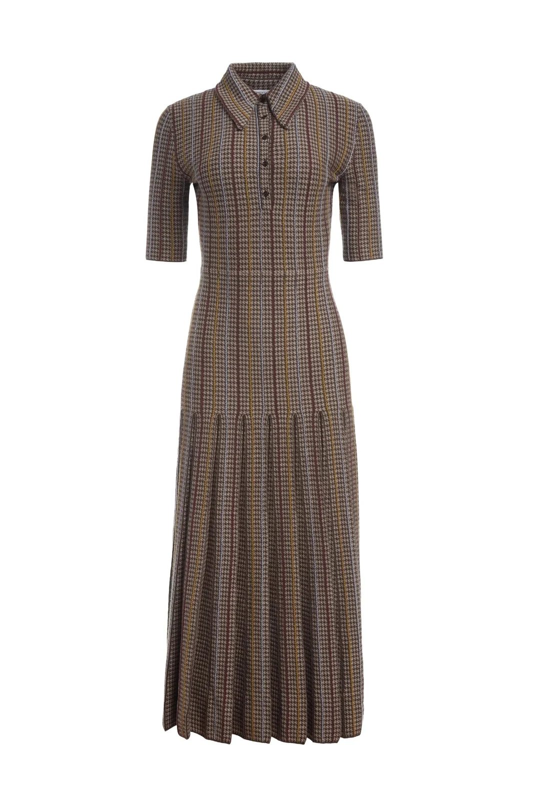 Gabriela Hearst Shropshire Knit Dress in Camel Cashmere Silk with Collar