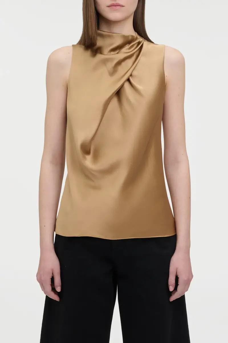 Gabriela Hearst Melina Top in Camel Silk Satin | Thumbnail 2 Gabriela Hearst Melina Top in Camel Silk Satin | Thumbnail 2