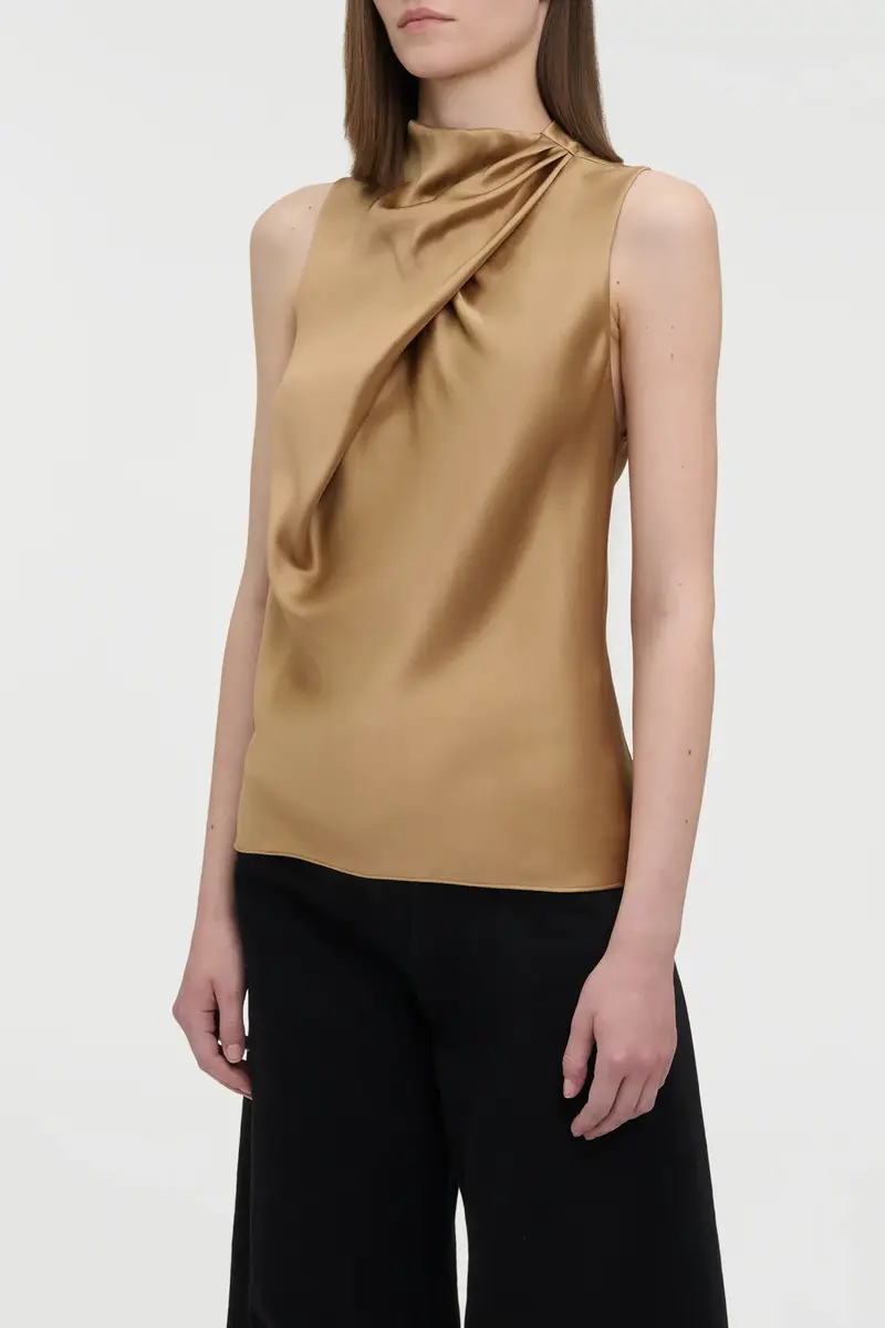 Gabriela Hearst Melina Top in Camel Silk Satin | Thumbnail 3 Gabriela Hearst Melina Top in Camel Silk Satin | Thumbnail 3