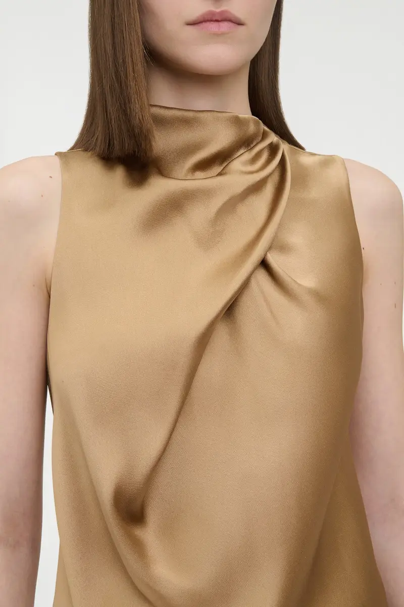 Gabriela Hearst Melina Top in Camel Silk Satin | Thumbnail 6 Gabriela Hearst Melina Top in Camel Silk Satin | Thumbnail 6