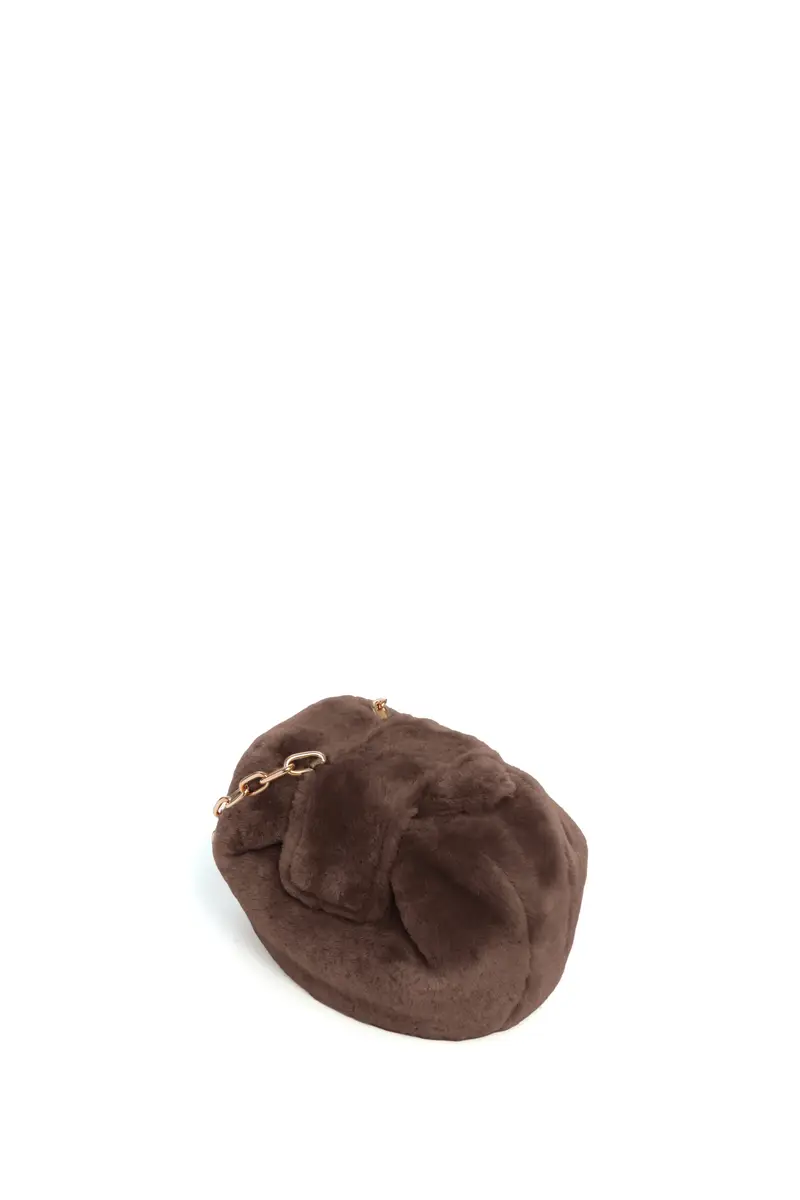 Gabriela Hearst Soft Demi Clutch with Chain in Mocha Shearling | Thumbnail 3 Gabriela Hearst Soft Demi Clutch with Chain in Mocha Shearling | Thumbnail 3