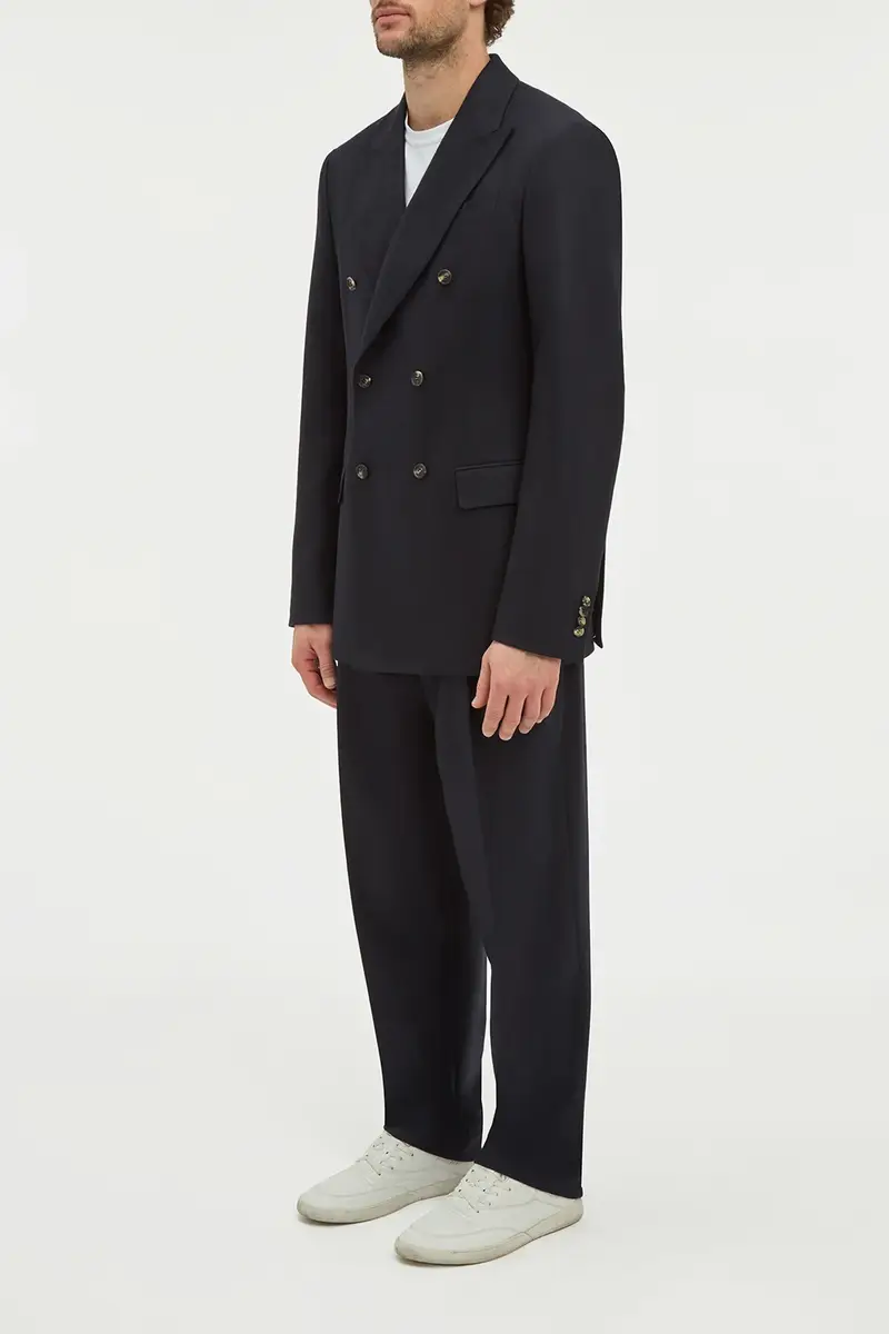 Gabriela Hearst Arthur Pleated Pant in Dark Navy Wool Cashmere Flannel | Thumbnail 3 Gabriela Hearst Arthur Pleated Pant in Dark Navy Wool Cashmere Flannel | Thumbnail 3