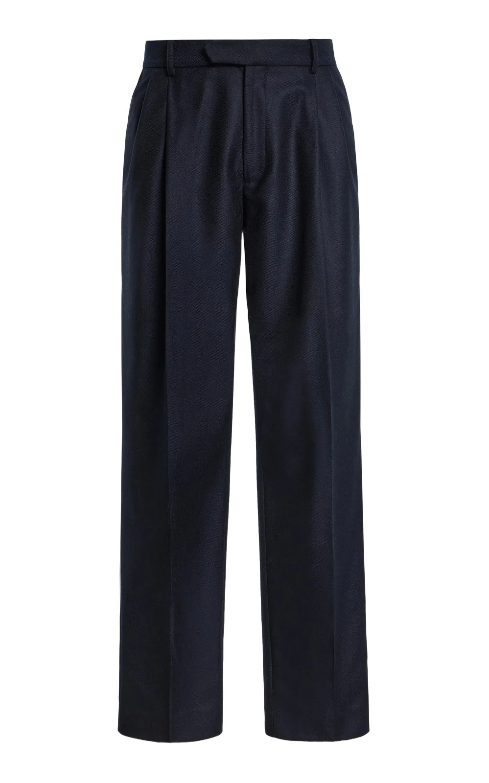 Arthur Pleated Pant in Dark Navy Wool Cashmere Flannel