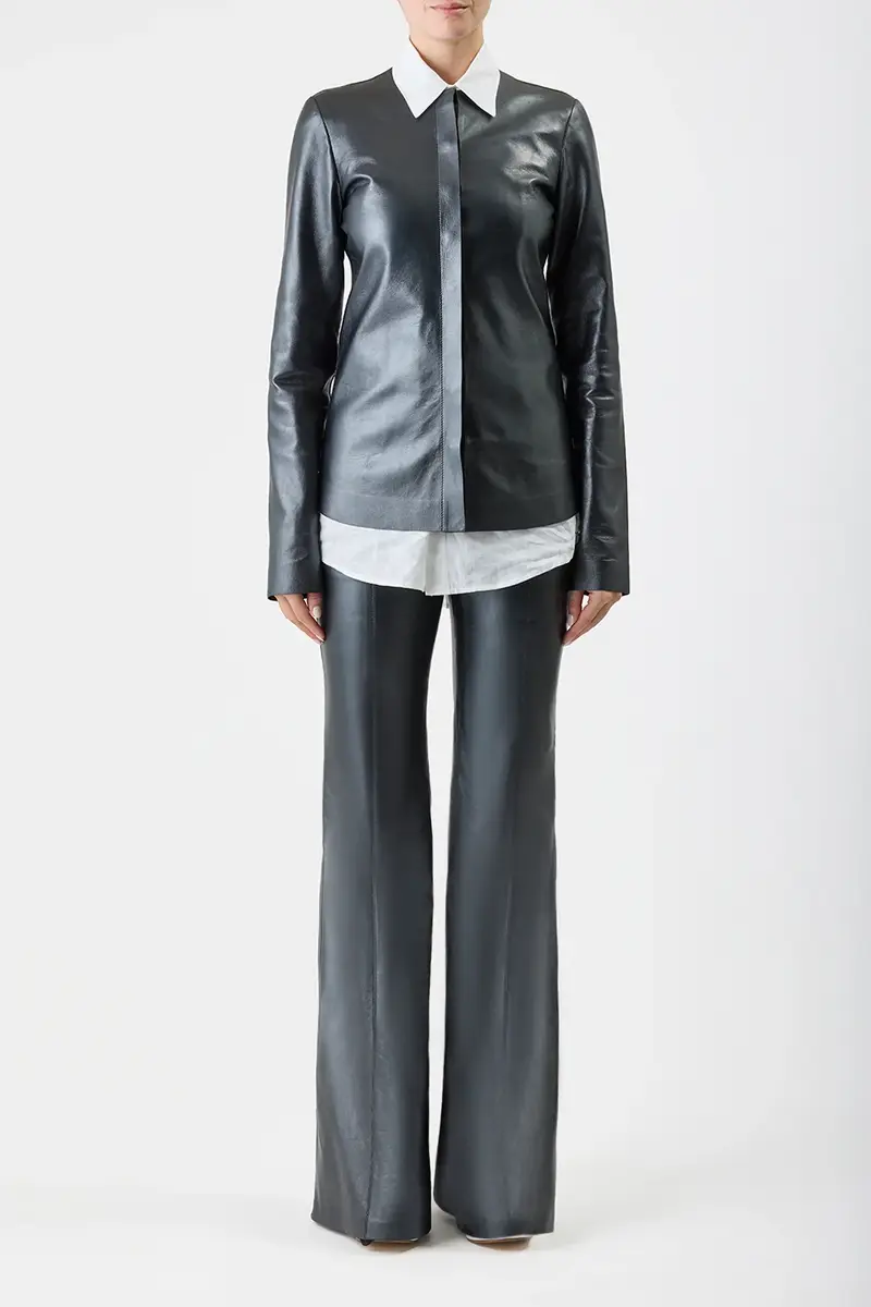 Gabriela Hearst Thales Jacket in Black Metallic Nappa Leather | Thumbnail 3 Gabriela Hearst Thales Jacket in Black Metallic Nappa Leather | Thumbnail 3
