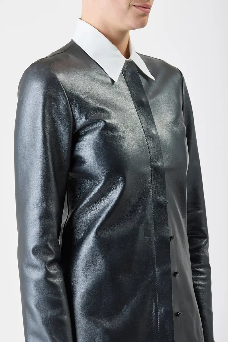 Gabriela Hearst Thales Jacket in Black Metallic Nappa Leather | Thumbnail 5 Gabriela Hearst Thales Jacket in Black Metallic Nappa Leather | Thumbnail 5