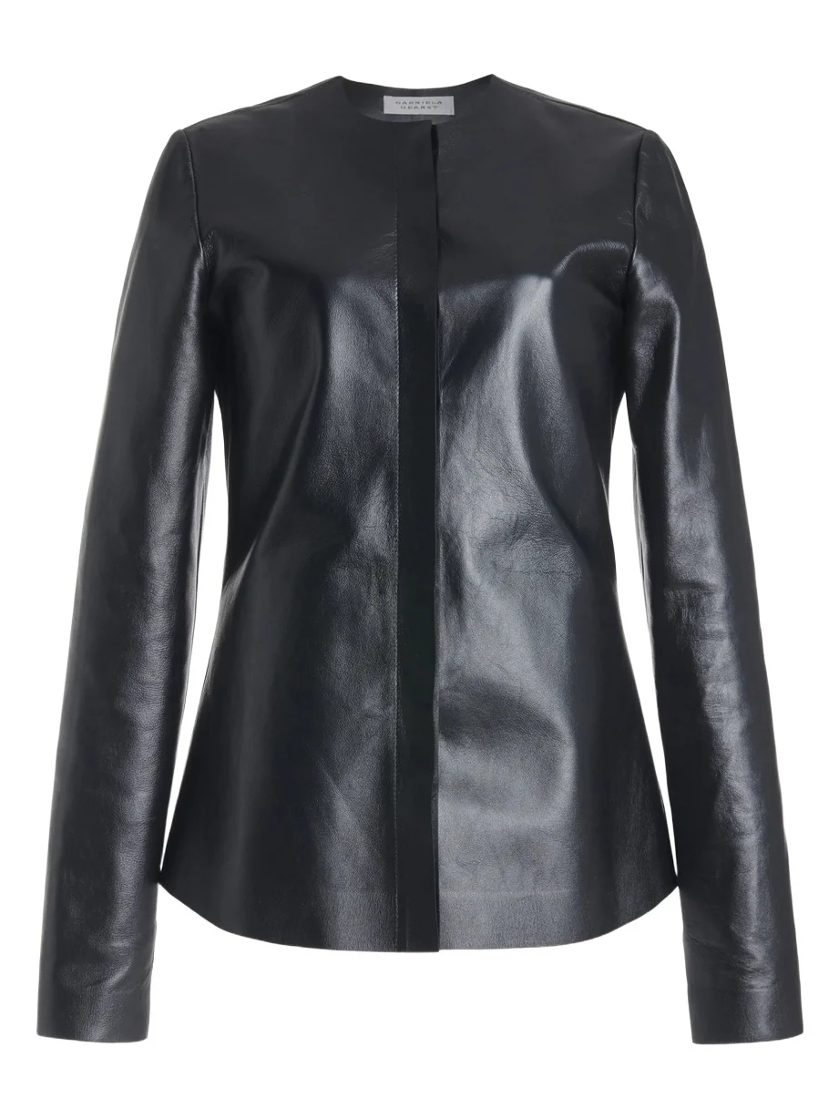 Gabriela Hearst Thales Jacket in Black Metallic Nappa Leather