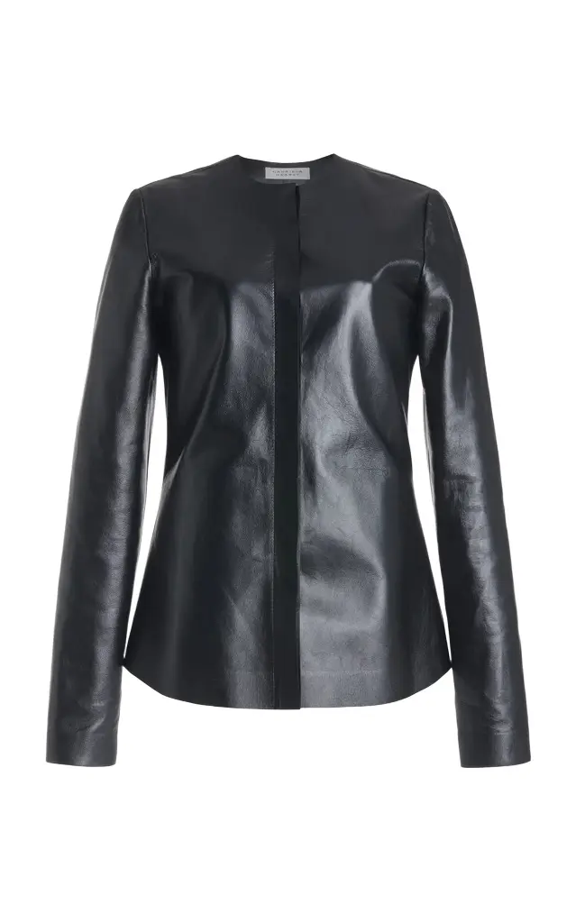 Gabriela Hearst Thales Jacket in Black Metallic Nappa Leather