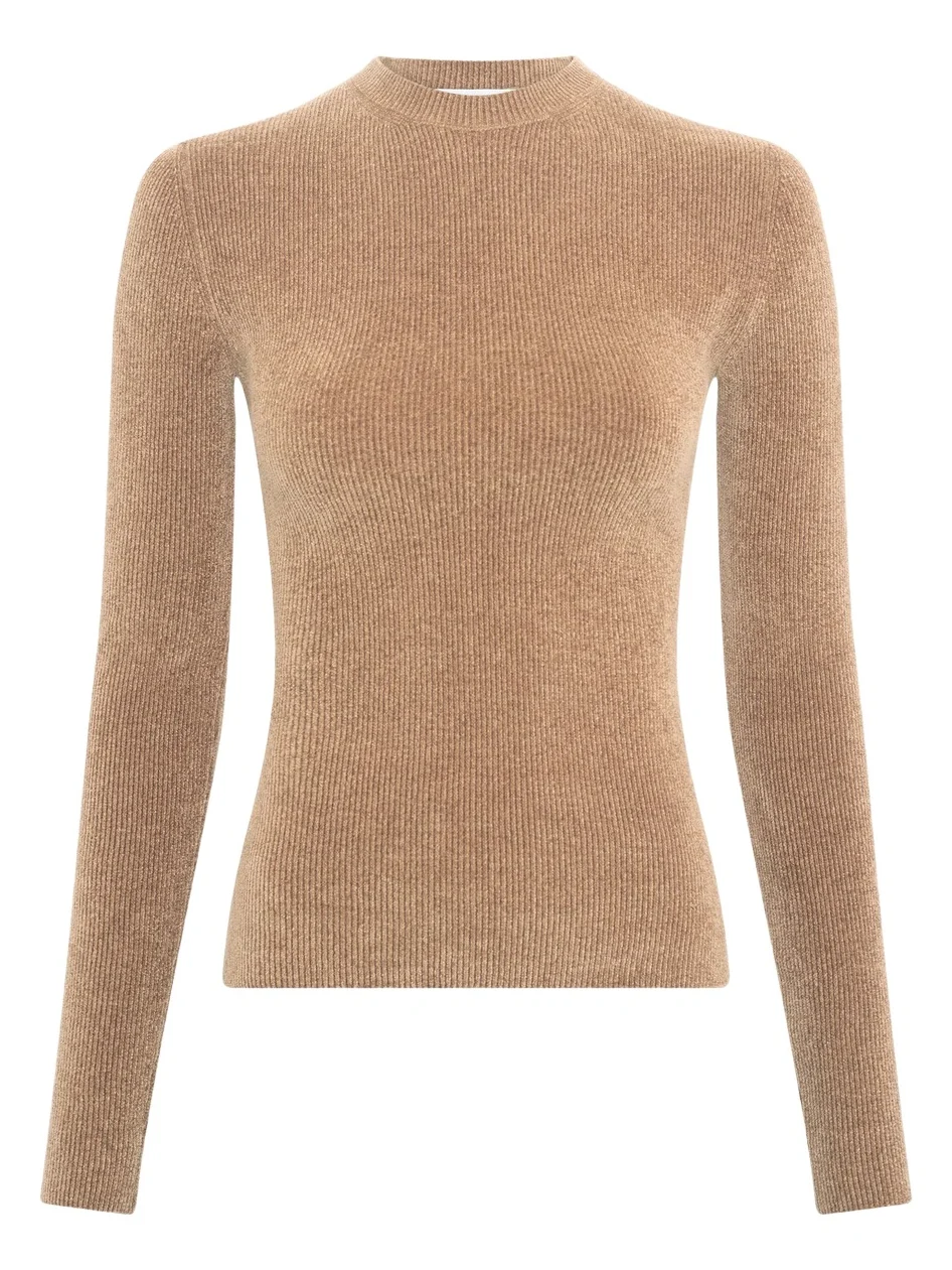Regent Knit Sweater in Camel Silk