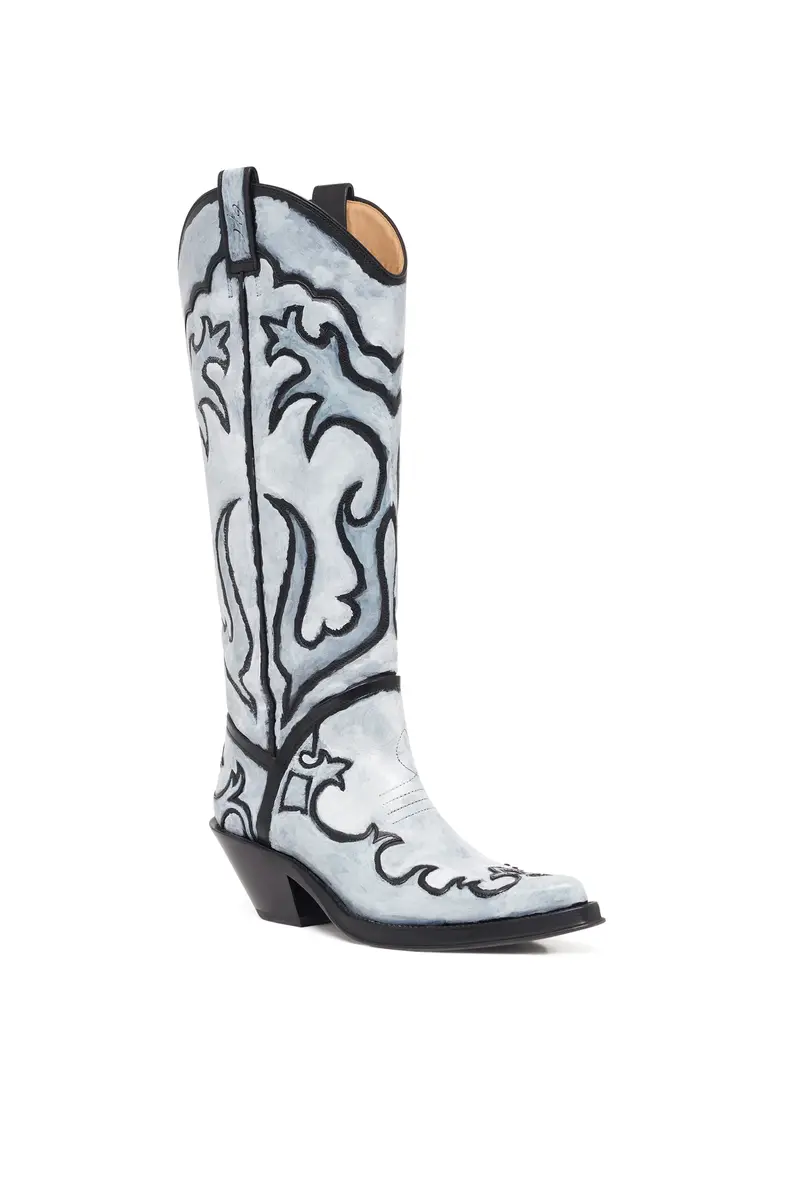 Gabriela Hearst Hand Painted Capitana Cowboy Boot in Grey Leather | Thumbnail 3 Gabriela Hearst Hand Painted Capitana Cowboy Boot in Grey Leather | Thumbnail 3
