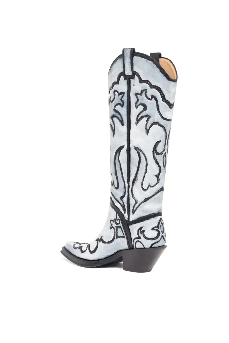 Gabriela Hearst Hand Painted Capitana Cowboy Boot in Grey Leather | Thumbnail 4 Gabriela Hearst Hand Painted Capitana Cowboy Boot in Grey Leather | Thumbnail 4