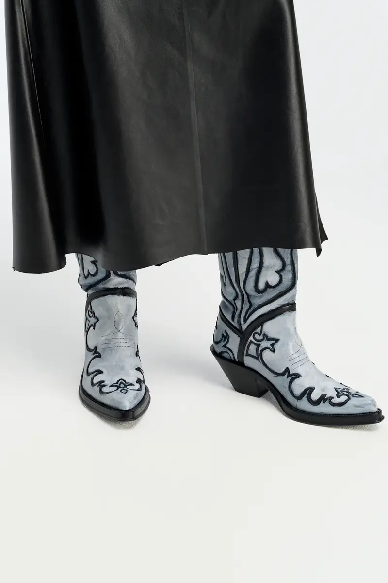 Gabriela Hearst Hand Painted Capitana Cowboy Boot in Grey Leather | Thumbnail 6 Gabriela Hearst Hand Painted Capitana Cowboy Boot in Grey Leather | Thumbnail 6