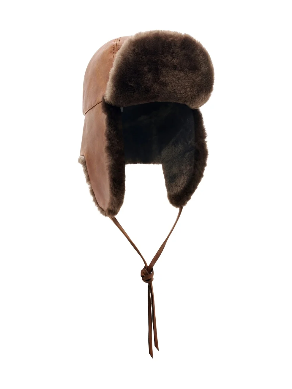 Gabriela Hearst Karina Hat in Cognac Vachetta Leather & Brown Recycled Beaver Fur