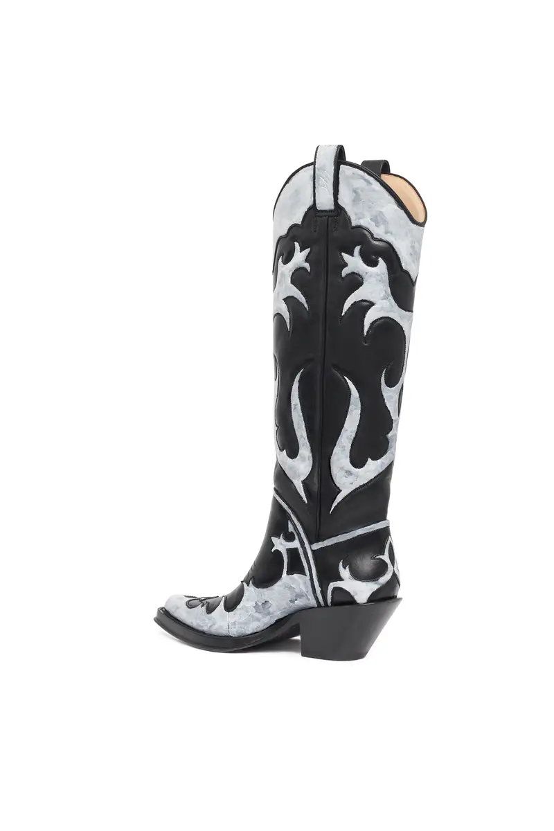 Gabriela Hearst Hand Painted Capitana Cowboy Boot in Black & Grey Leather | Thumbnail 3 Gabriela Hearst Hand Painted Capitana Cowboy Boot in Black & Grey Leather | Thumbnail 3