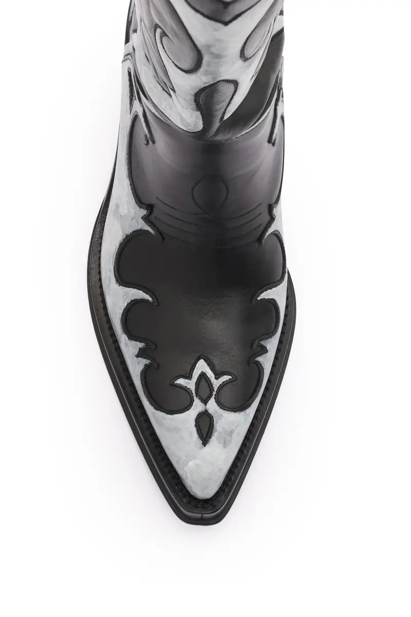 Gabriela Hearst Hand Painted Capitana Cowboy Boot in Black & Grey Leather | Thumbnail 4 Gabriela Hearst Hand Painted Capitana Cowboy Boot in Black & Grey Leather | Thumbnail 4