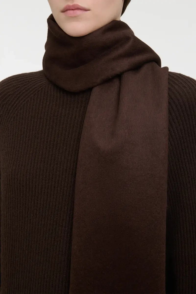 Gabriela Hearst Blaine Fringe Scarf in Chocolate Brushed Silk Cashmere | Thumbnail 2 Gabriela Hearst Blaine Fringe Scarf in Chocolate Brushed Silk Cashmere | Thumbnail 2