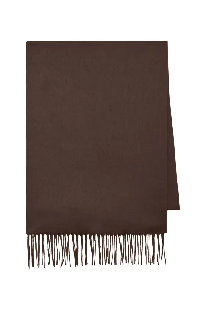 Blaine Fringe Scarf in Chocolate Brushed Silk Cashmere Blaine Fringe Scarf in Chocolate Brushed Silk Cashmere