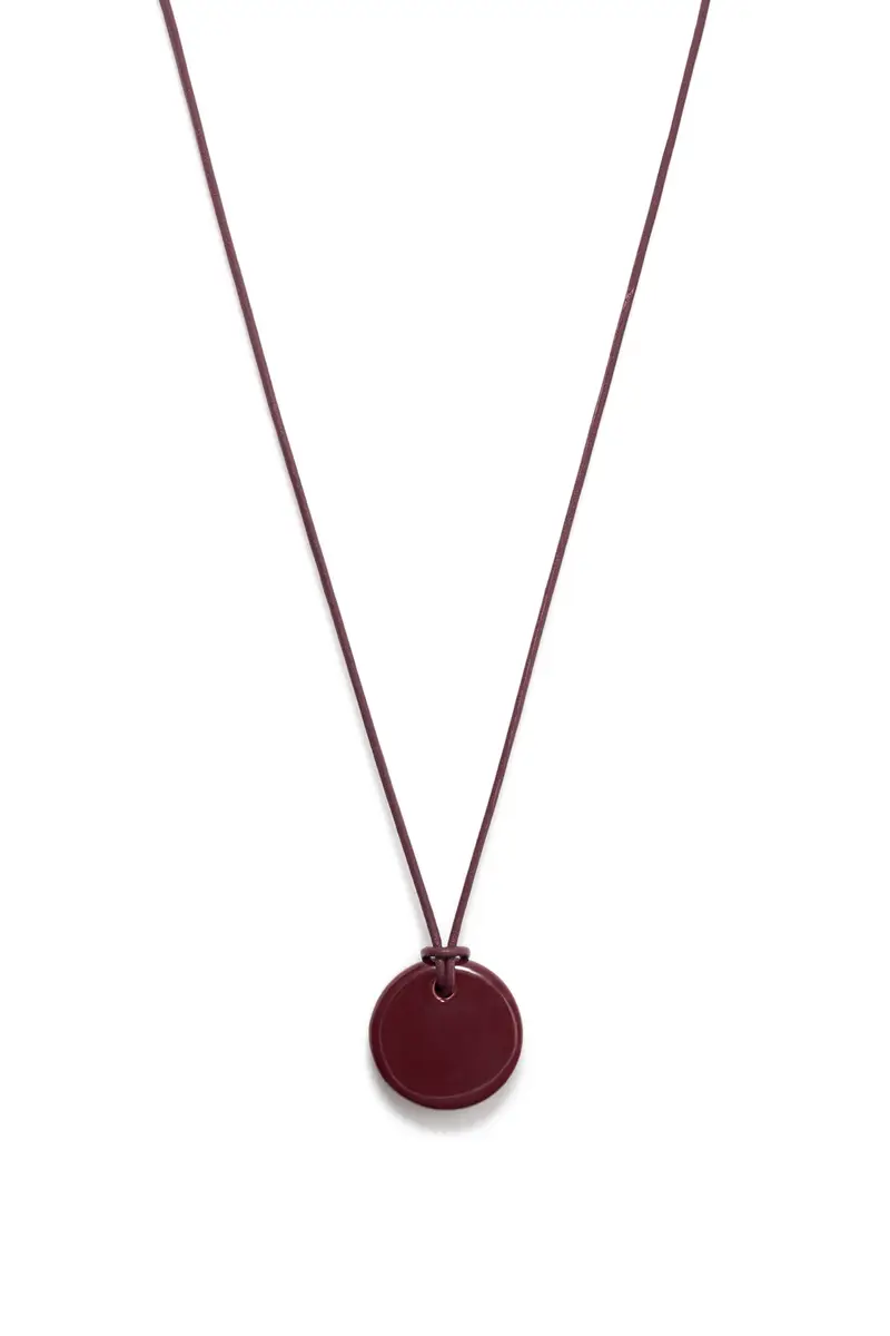 Disk Necklace in Bordeaux Ceramic Disk Necklace in Bordeaux Ceramic