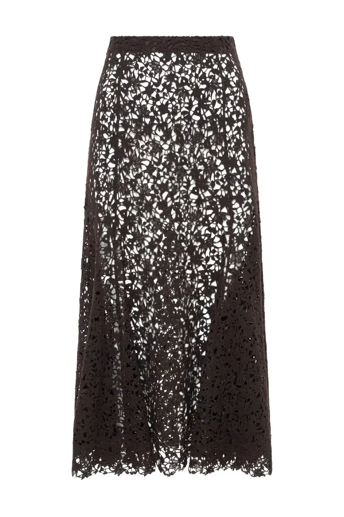 Patterson Skirt in Chocolate Floral Cashmere Lace