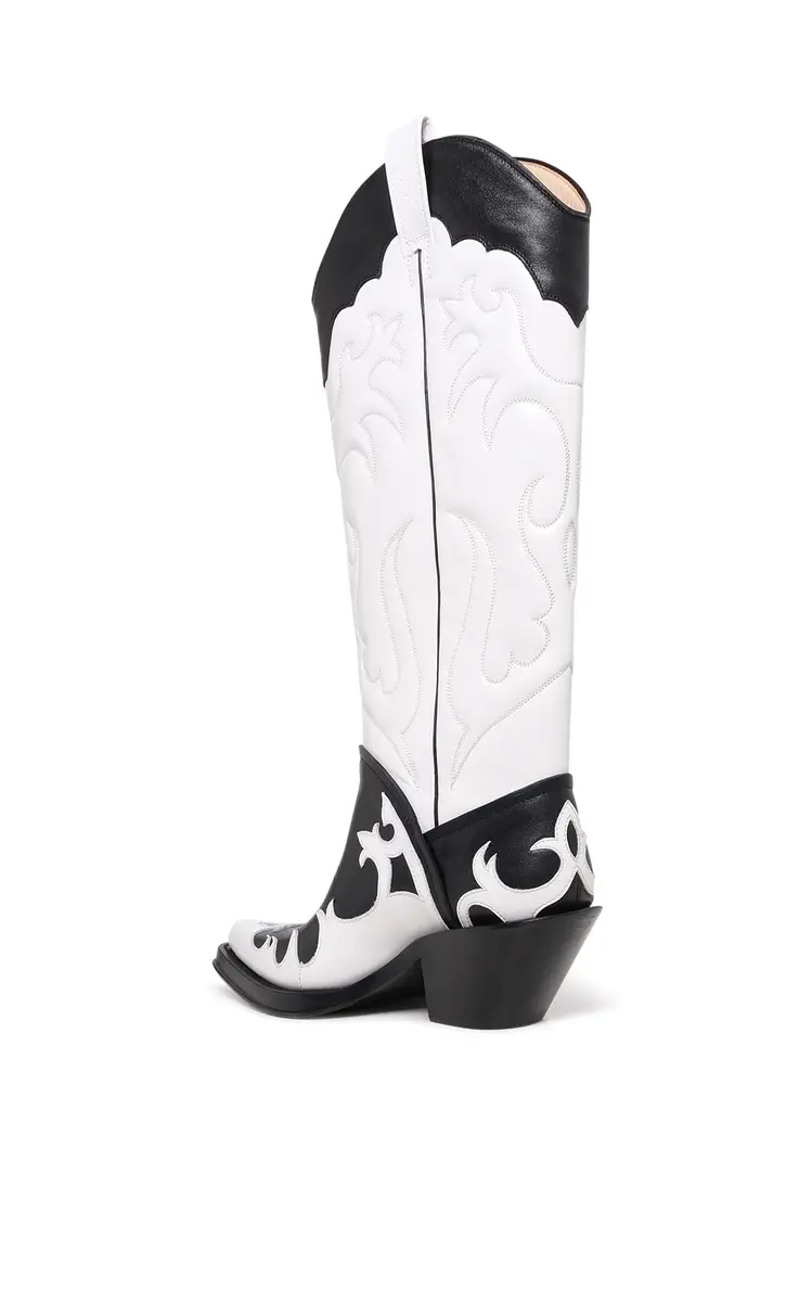 Gabriela Hearst Capitana Cowboy Boot in White & Black Pearlized Leather | Thumbnail 4